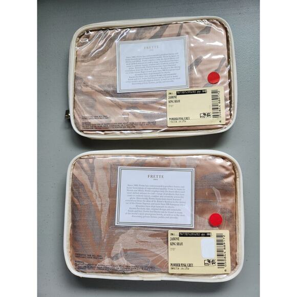 NWT Frette 2 PC SET Jasoine King Shams Powder Pink Grey 21'' x 37'' #12 - Picture 11 of 14